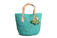 Bondi Raffia Beach Bag in Aqua