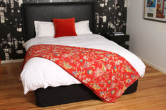 Kantha Botanical Quilt in Crimson - Double & King