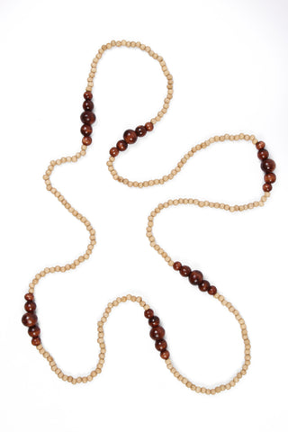 Long Bead Necklace Natural with Sienna