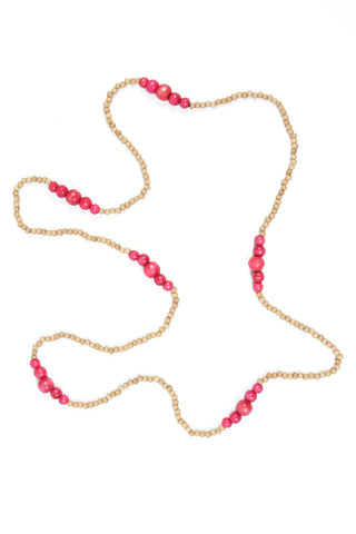 Long Bead Necklace Natural with Berry