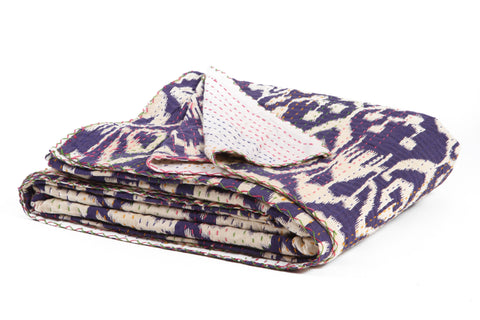Kantha Ekat Quilt in Mauve - Double & King