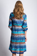 Navajo Fringe Dress in Ocean