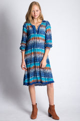Navajo Fringe Dress in Ocean