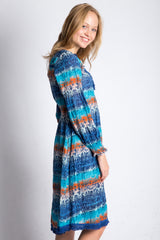 Navajo Fringe Dress in Ocean
