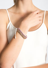 Gypsy Beaded Wrist Strap (Pink & Tan)