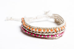 Gypsy Beaded Wrist Strap (Pink & Tan)