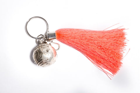 Silver Ball & Tassel Keyring - Neon