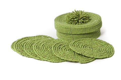 Beaded Coasters Lime Green