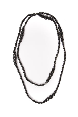 Long Bead Necklace Charcoal