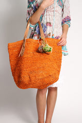 Bondi Raffia Beach Bag in Orange
