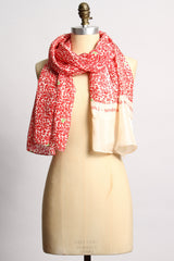 Silk Floral Red Scarf