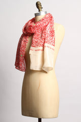Silk Floral Red Scarf