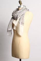Silk Floral Silver Scarf