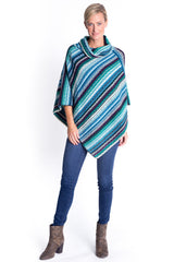 Cowl Neck Poncho in Teal