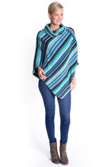 Cowl Neck Poncho in Teal