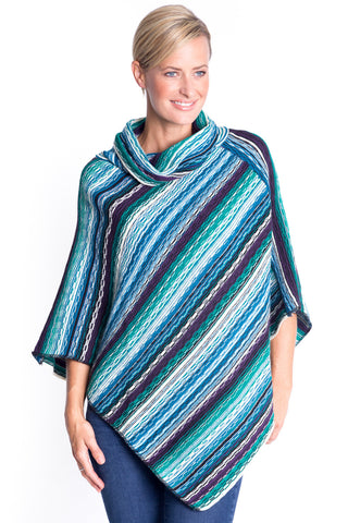 Cowl Neck Poncho in Teal