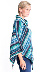 Cowl Neck Poncho in Teal