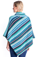 Cowl Neck Poncho in Teal