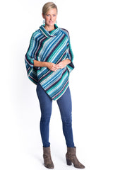 Cowl Neck Poncho in Teal