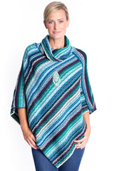 Cowl Neck Poncho in Teal