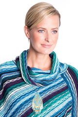 Cowl Neck Poncho in Teal