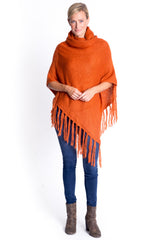 Knitted Poncho in Rust