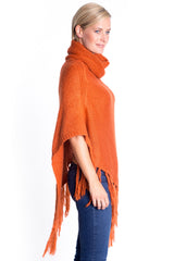 Knitted Poncho in Rust