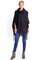 Knitted Poncho in Black
