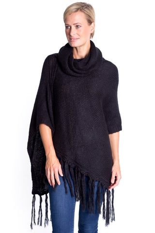 Knitted Poncho in Black