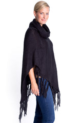 Knitted Poncho in Black
