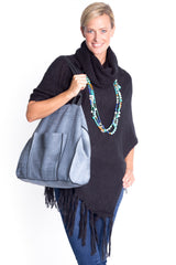 Blue Denim Leather Tote