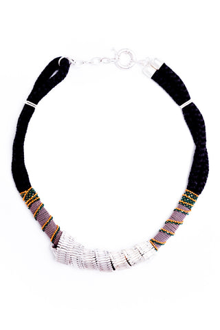Indigo Rope & Beaded Necklace