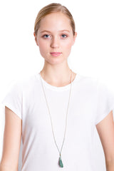 Silver Bead Tassel Necklace (Forest)