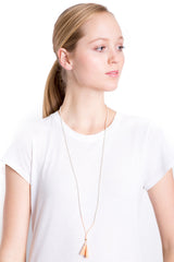 Silver Bead Tassel Necklace (Sunrise)