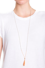 Silver Bead Tassel Necklace (Sunrise)