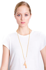 Gold Bead Tassel Necklace (Sunrise)