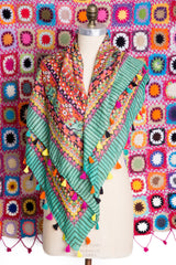 Floral Tassel Scarf in Forest