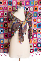 Floral Tassel Scarf in Earth