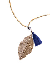 Gold Leaf Necklace (Navy)