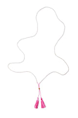 Silver Bead Tassel Necklace (Cherry)