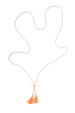 Silver Bead Tassel Necklace (Sunrise)
