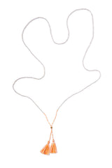 Silver Bead Tassel Necklace (Sunrise)