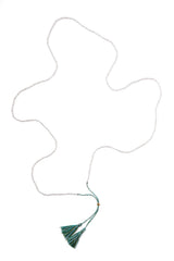 Silver Bead Tassel Necklace (Forest)