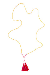Gold Bead Tassel Necklace (Cherry)
