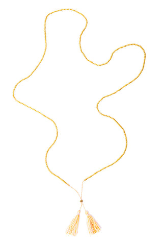 Gold Bead Tassel Necklace (Sunrise)