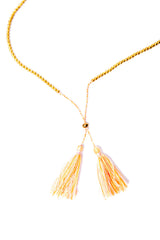 Gold Bead Tassel Necklace (Sunrise)