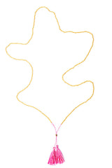 Gold Bead Tassel Necklace (Pink Fizz)