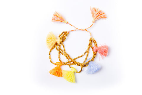 Gold Bead Tassel Bracelet (Sunrise)