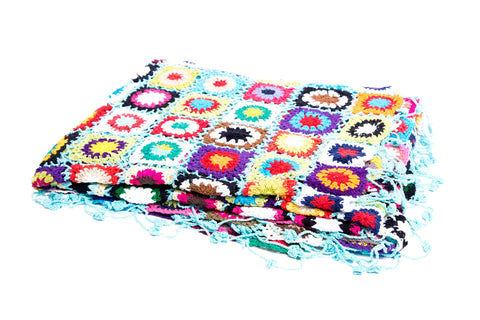 Crochet Throw in Skyblue