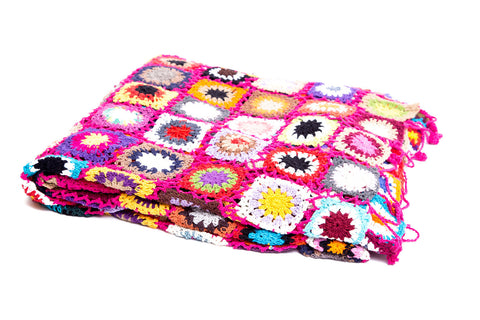 Crochet Throw in Hot Pink
